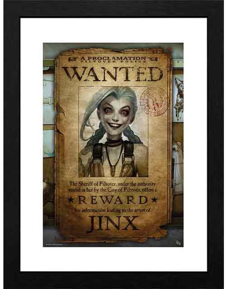 League of Legends Jinx Wanted 30 x 40cm Framed Collector Print