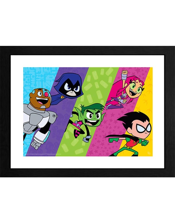 Teen Titans Colourblock Line Up 30 x 40cm Framed Collector Print
