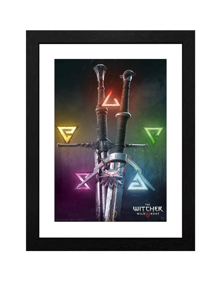 The Witcher Signs & Swords  30 x 40cm Framed Collector Print
