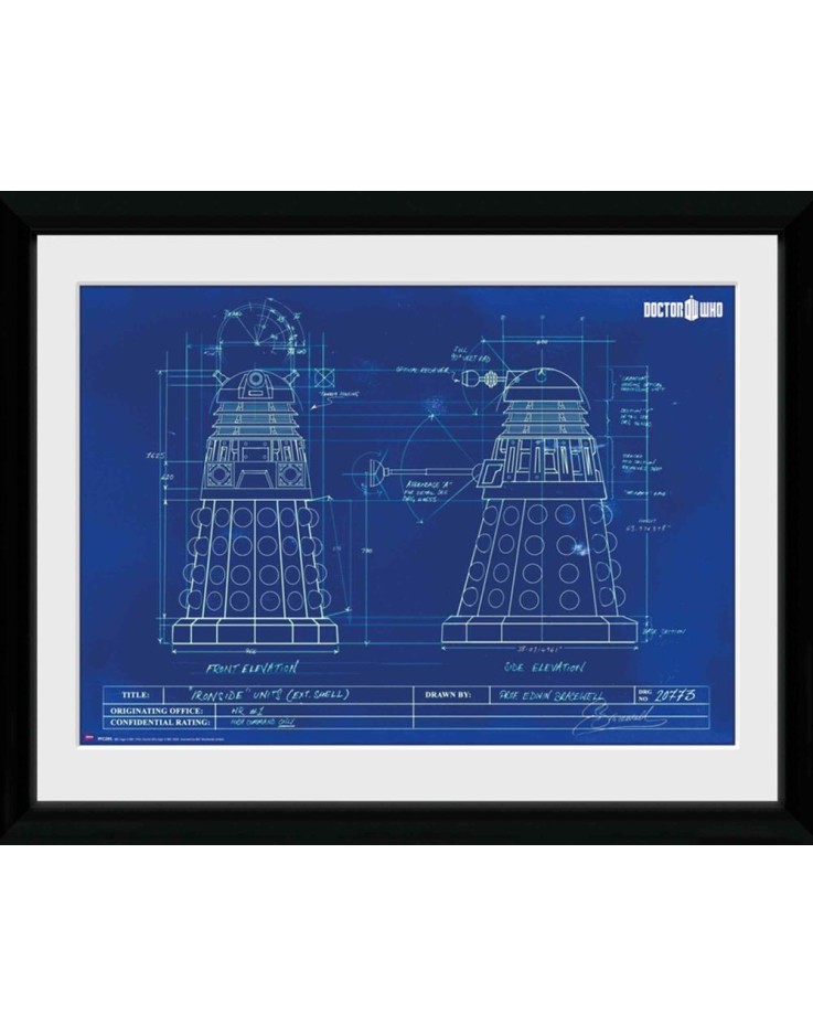 Doctor Who Dalek Blueprint 30 x 40cm Framed Collector Print