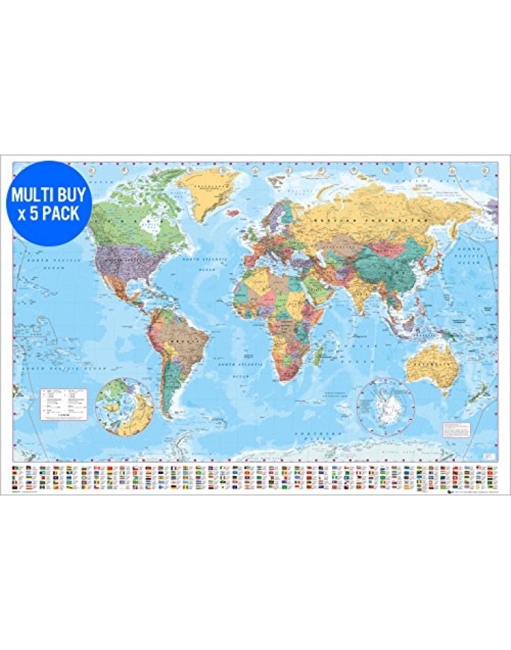 World Map Maxi Poster 61 x 91.5cm Bundle x 5