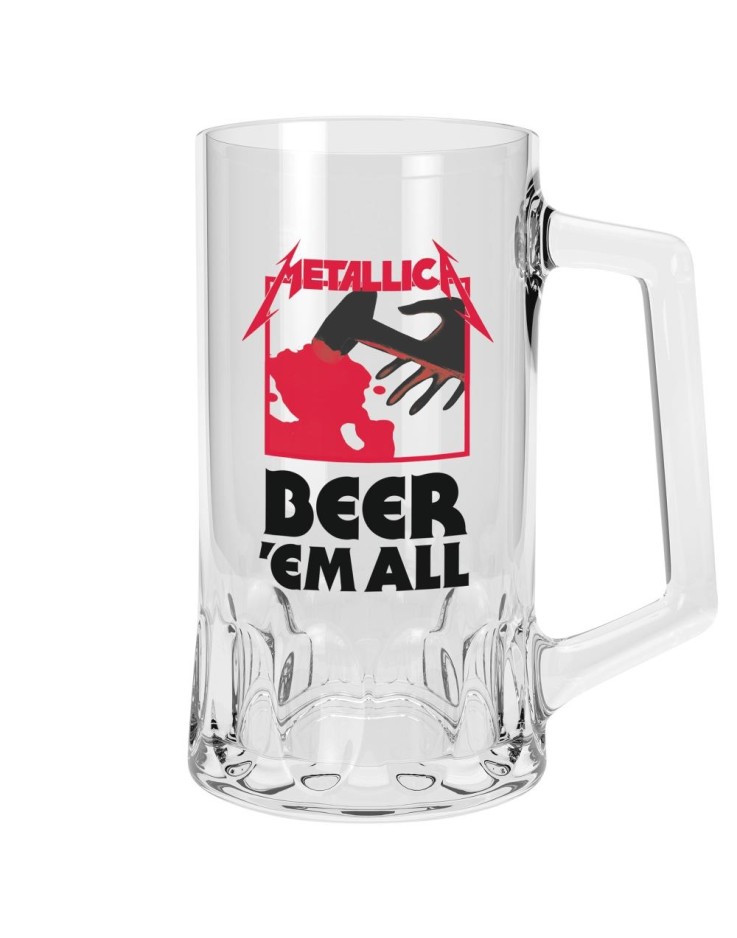 Metallica Bier'Em All 500ml Glass Tankard