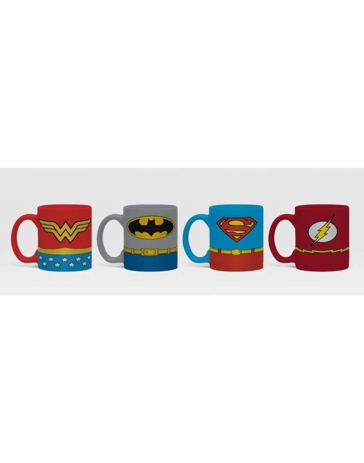 DC Comics Uniforms Set of 4 Espresso Mugs