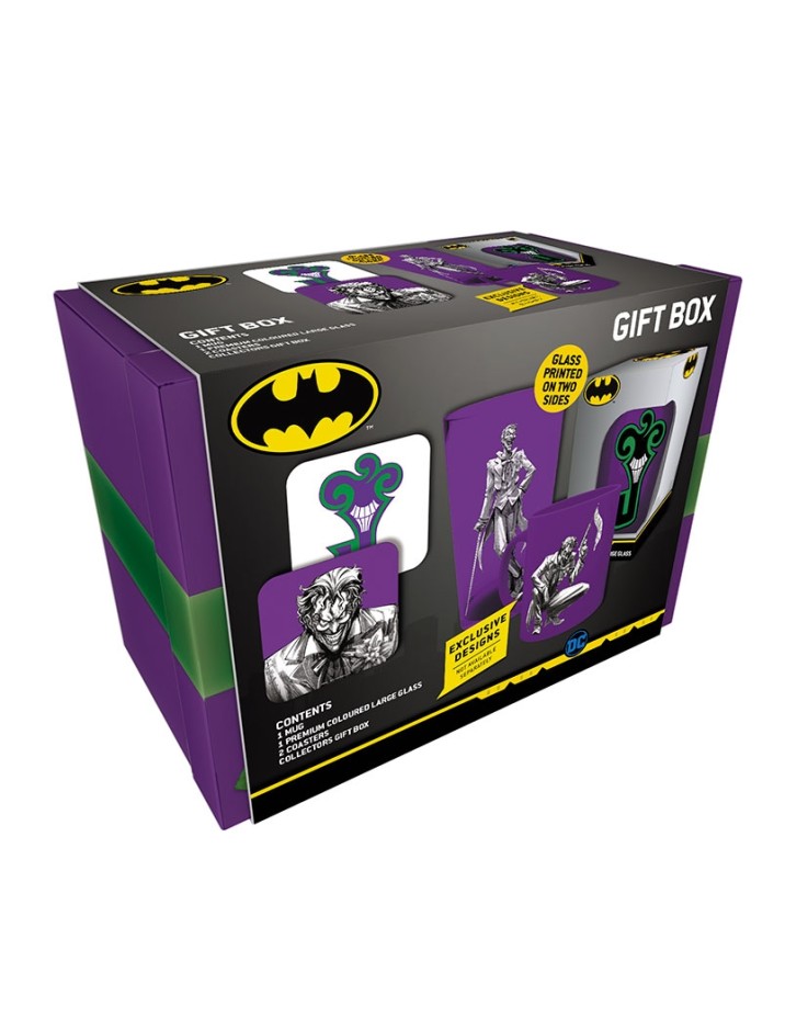 DC Comics Batman The Joker Mug, 400ml Glass & 2 Coasters Collectable Gift Box