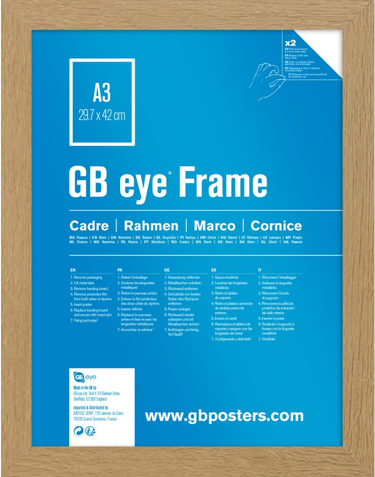 GB Eye Contemporary Wooden Oak Picture Frame - A3 - 29.7 x 42cm