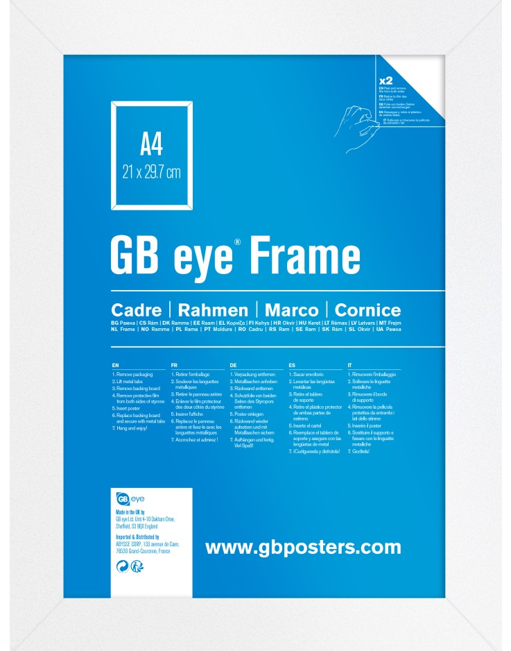 GB Eye Contemporary Wooden White Picture Frame - A4 - 21 x 29.7cm