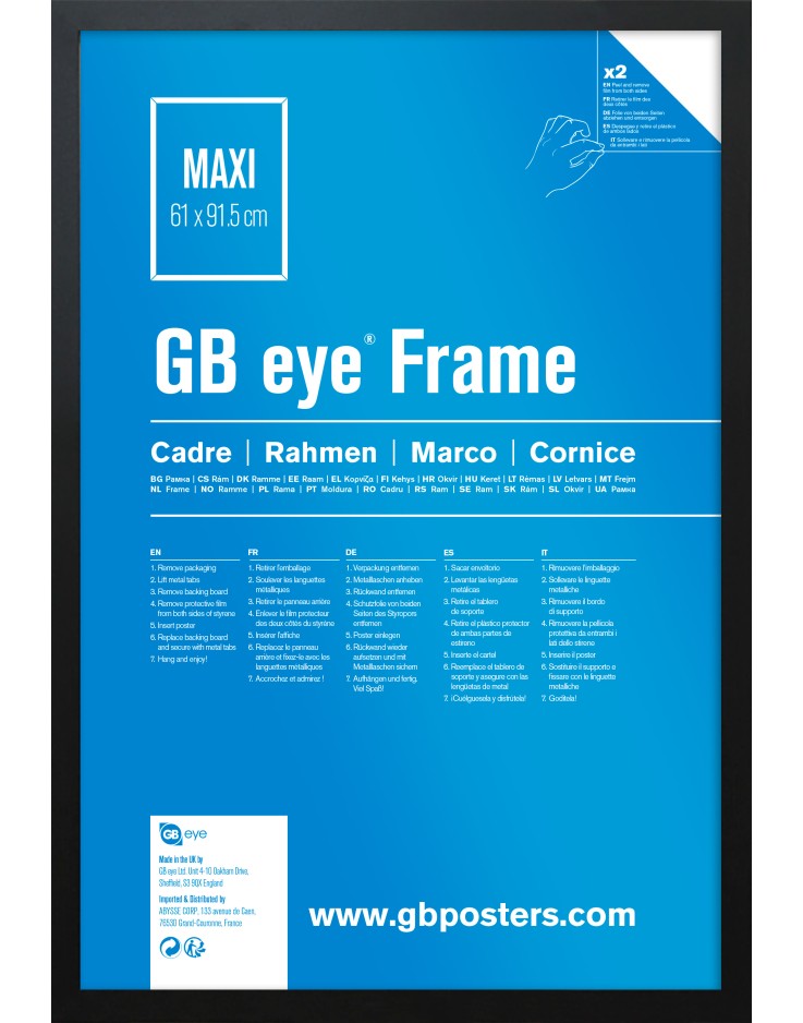 GB Eye Contemporary Wooden Black Picture Frame - Maxi - 61 x 91.5cm