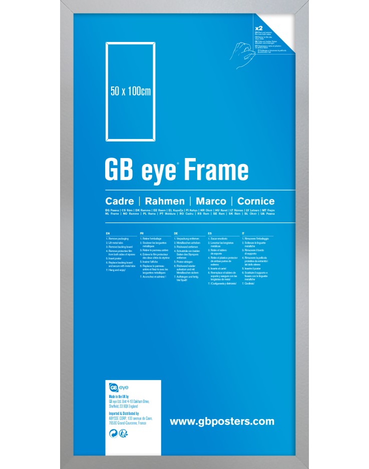 GB Eye Contemporary Wooden Silver Picture Frame - 50 x 100cm