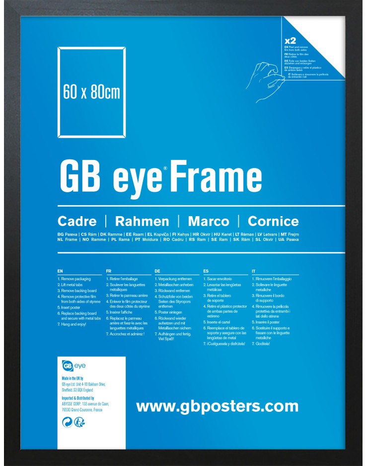 GB Eye Contemporary Wooden Black Picture Frame - 60 x 80cm