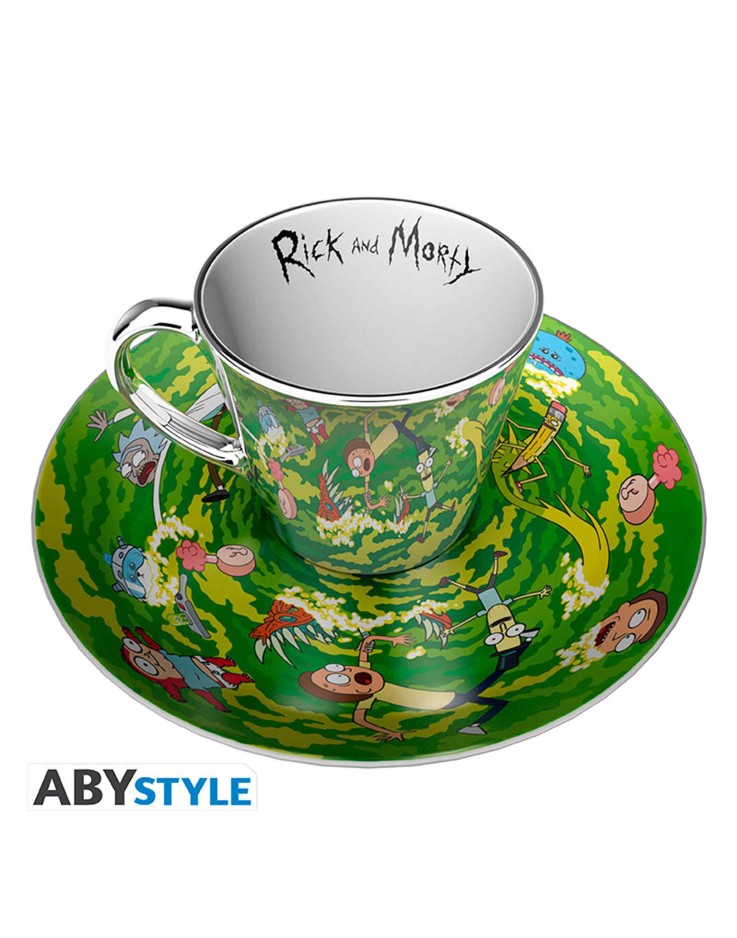Rick & Morty Portal Collectors Plate & Mirror Mug Set