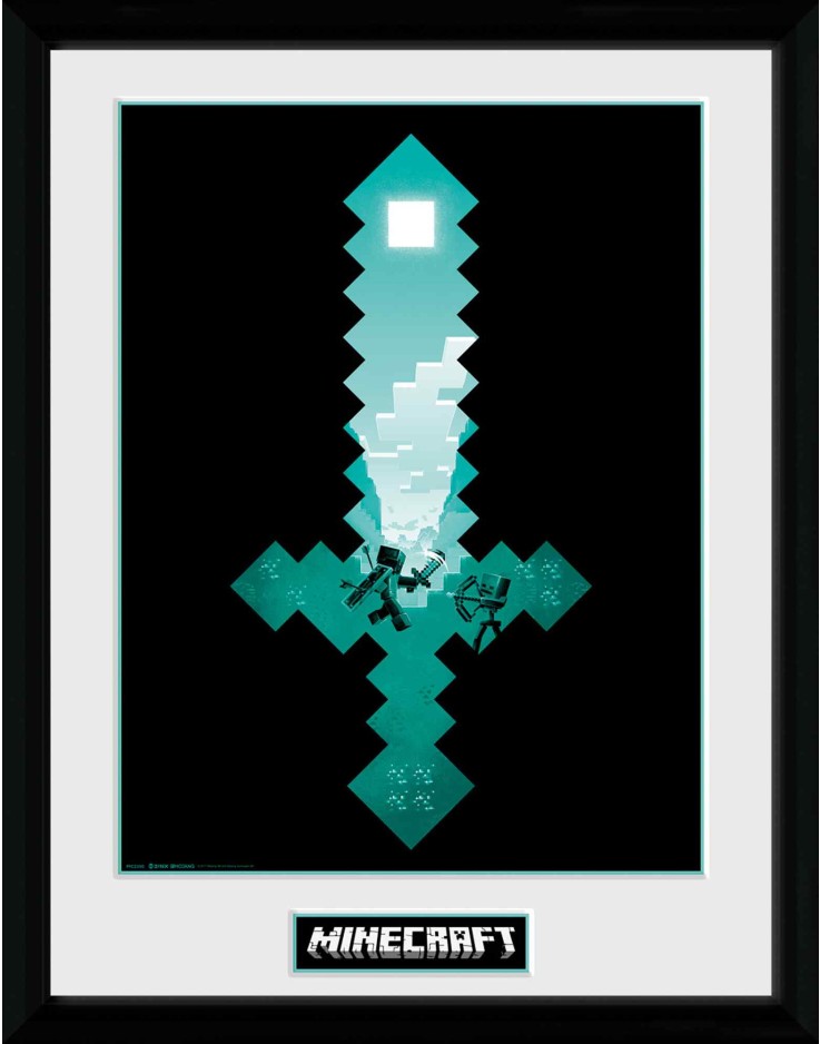 Minecraft Diamond Sword  30 x 40cm Framed Collector Print