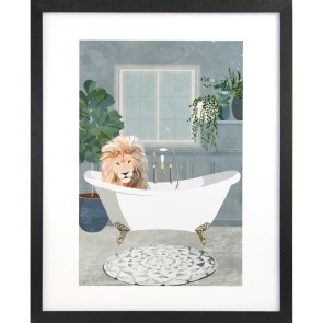 Lion Takes A Bath - Sarah Manovski - 40 x 50cm Framed Print