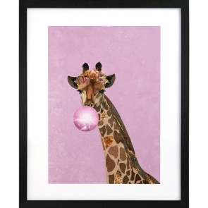 Giraffe Pink Bubble Gum - Sarah Manovski - 40 x 50cm Framed Print