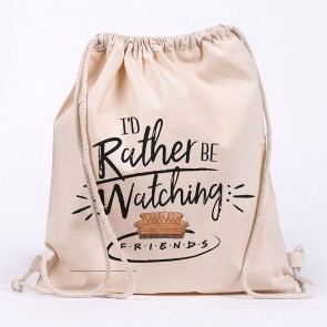 Friends Rather Be Watching Draw String Canvas Eco Bag