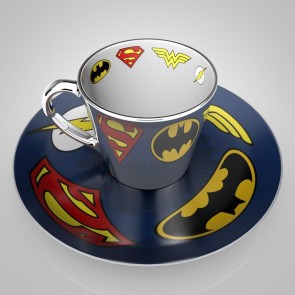DC Comics Logo Collectors Plate & Mirror Mug Set