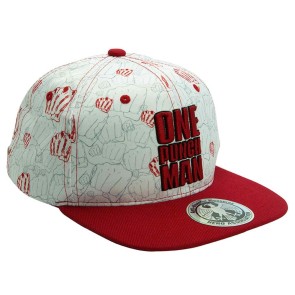 One Punch Man Punches Snapback Cap - Beige & Red