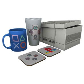 Playstation Classic Mug, 400ml Glass & 2 Coasters Collectable Gift Box