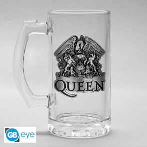 Queen Crest 500ml Glass Tankard